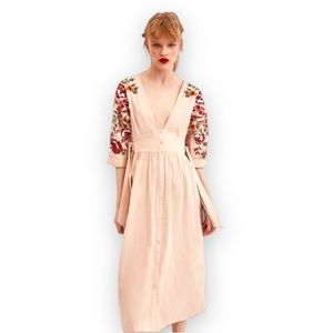 Embroidered V-Neck Dress